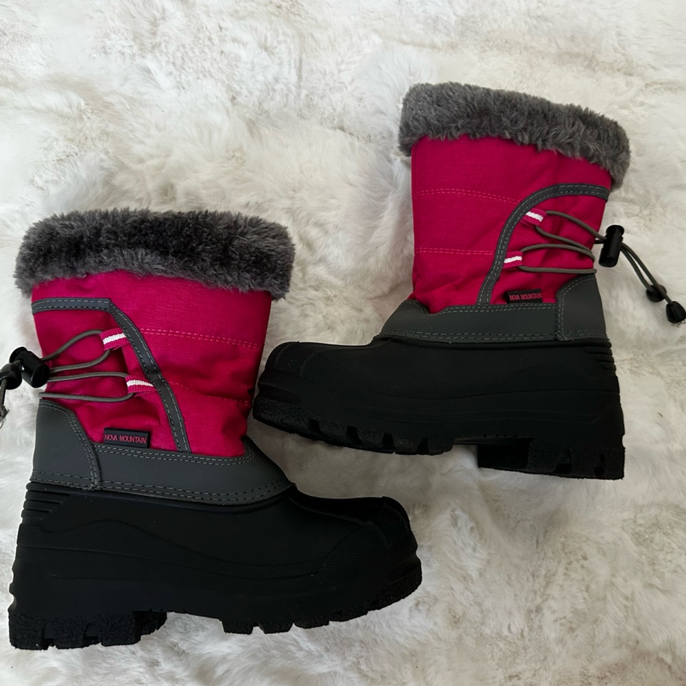 Kids Pink and Black Snow Boots